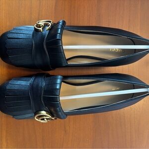 Gucci Black Marmont Leather Fringe Loafers